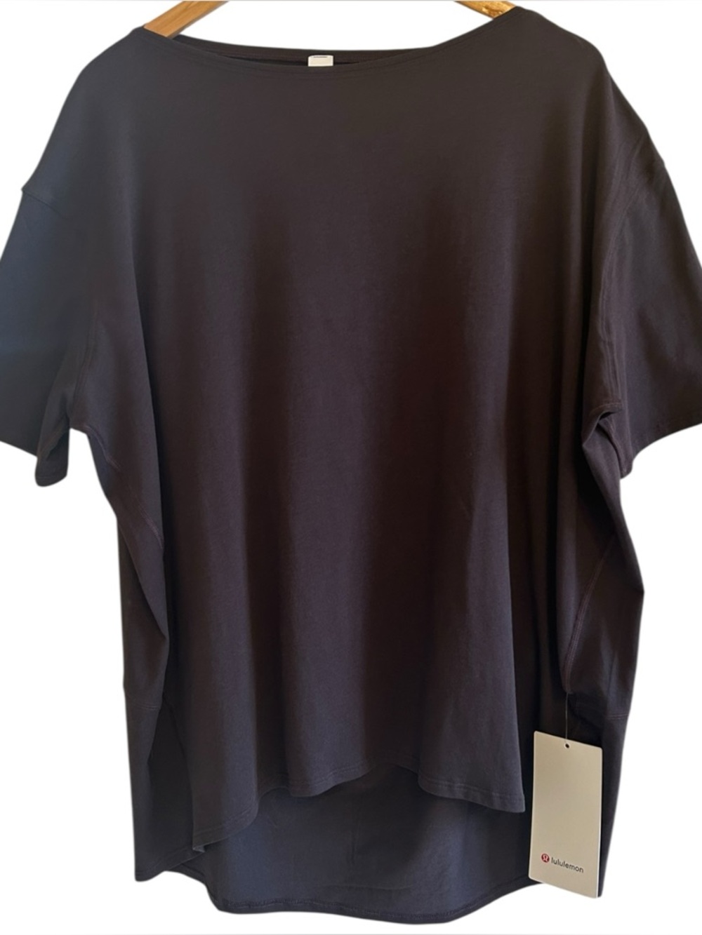Lululemon Back In Action  T-Shirt In Black Sz 12 Short Sleeve Organic Cotton New